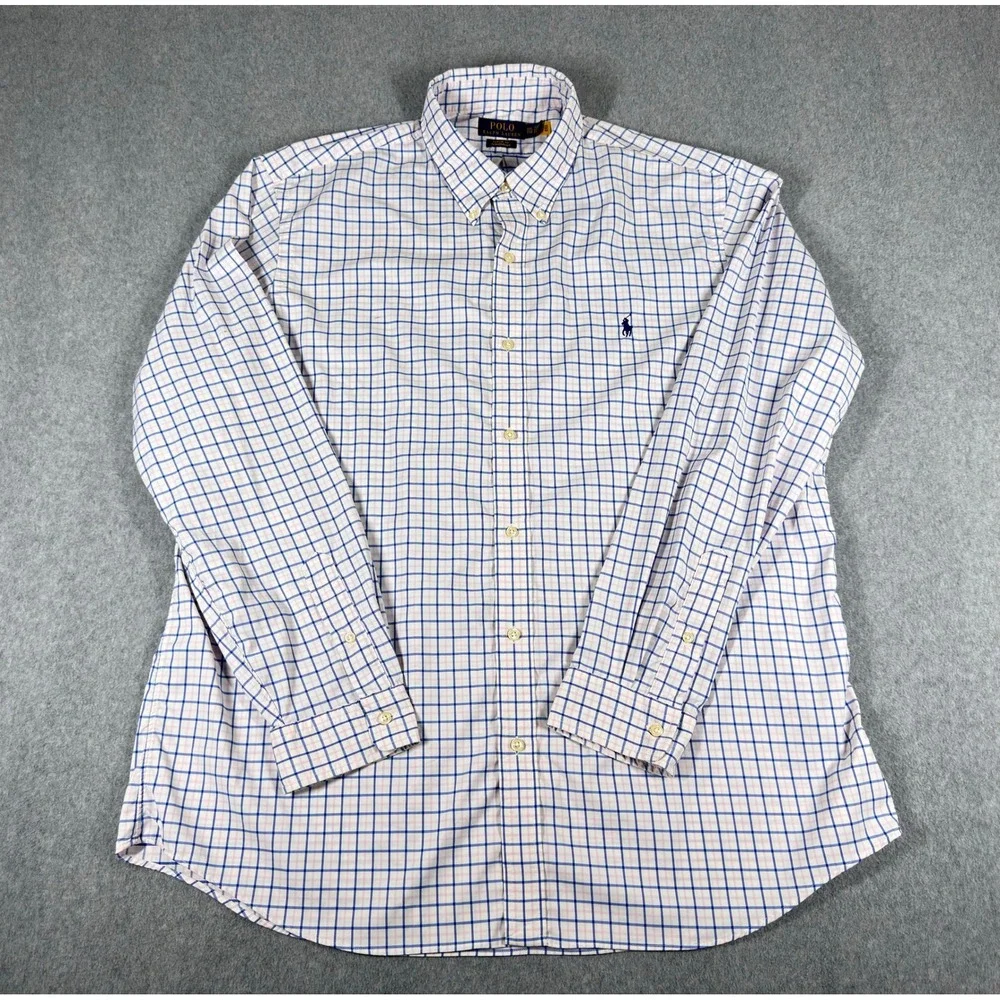 Polo Ralph‎ Lauren Shirt Mens XXL Classic Fit Performance Blue Pink Check
